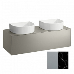 Модуль под раковину Sonar 117,7х45,7х34,1 см, с отверстием слева и справа, титан/nero marquina, система push-to-open 4.0542.4.034.142.1 Laufen